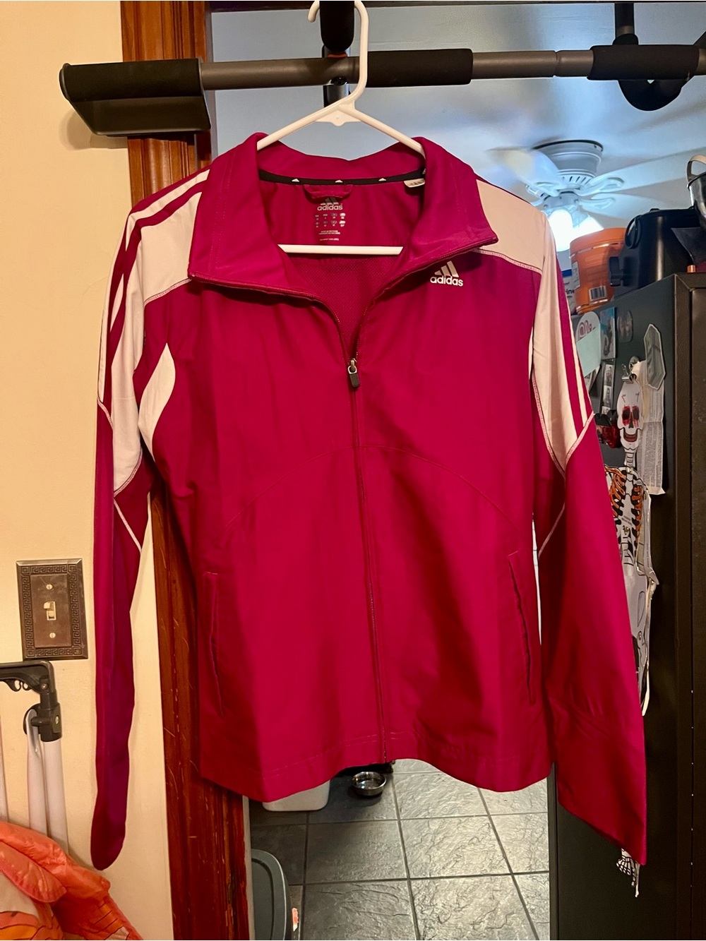 adidas Women's Fuchsia Track Jacket with White Stripes